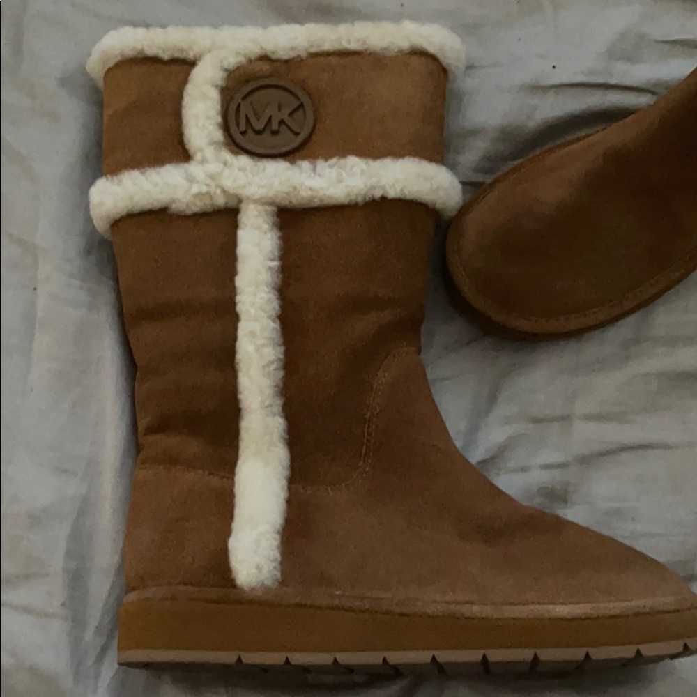 MICHAEL KORS TALL FUR BOOTS IN CAMEL SIZE 10 NEW
